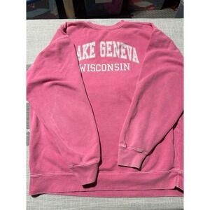 Comfort Colors Lake Geneva Wisconsin Pink Crewneck Sweatshirt Size L